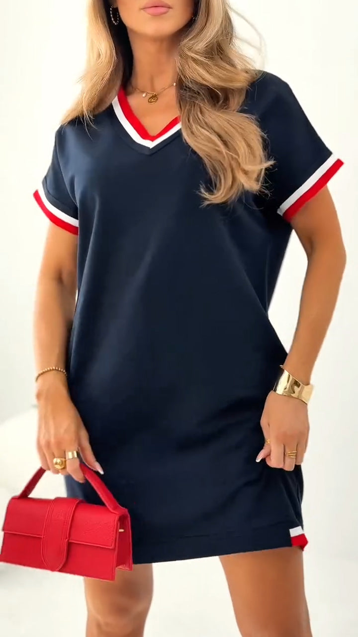 Ženska ležerna obleka s kontrastnim robom.-SI