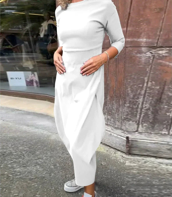 Vestido sencillo y elegante para mujer con bolsillos.-ES