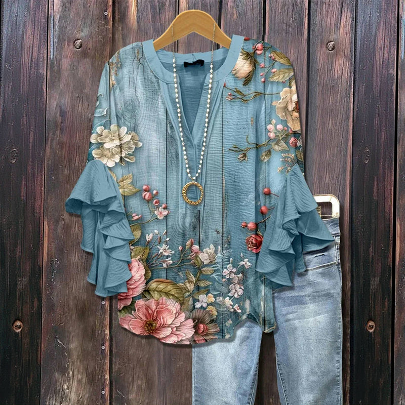 Blusa vintage con flores-ES