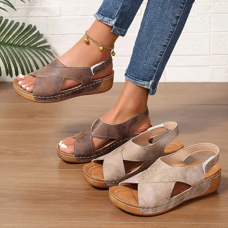 Sandalias vintage nuevas, sandalias de cuña resistentes-ES