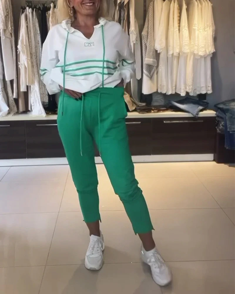 Conjunto de sudadera con estampado de rayas-ES