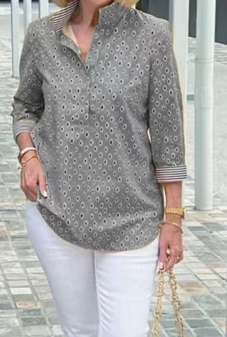 🌈 Πουκάμισο 2025 με όρθιο γιακά και μανίκια 3/4-EE