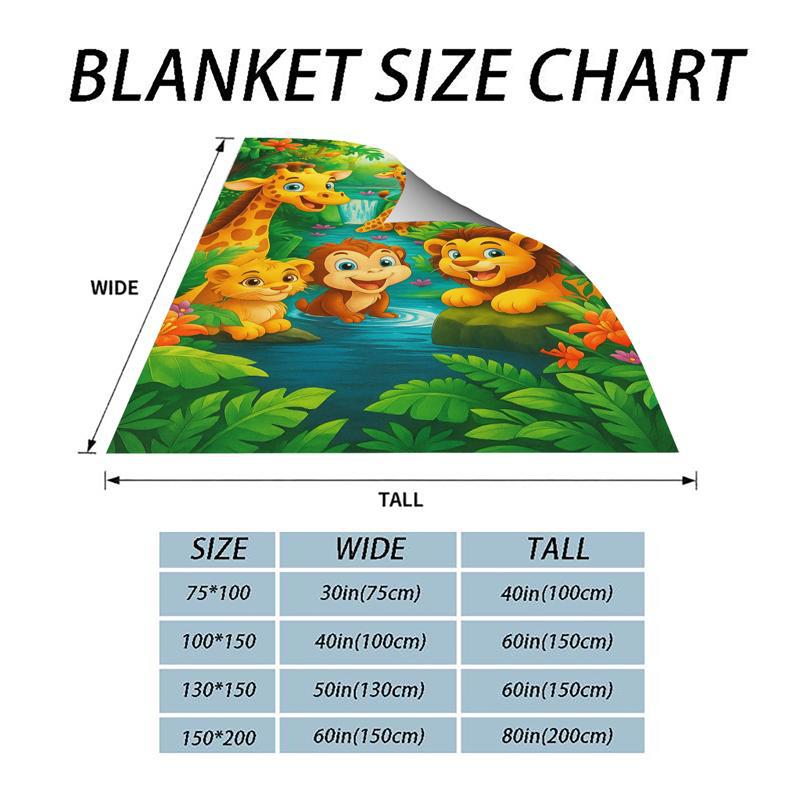 Plišasta flanelasta odeja z risanim vzorcem džungle-SI