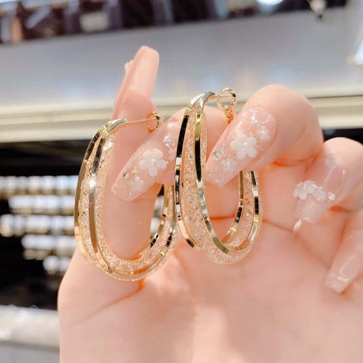 Ovalni uhani iz tkane mrežeš„Promocija -50% CENEJEš„-SI