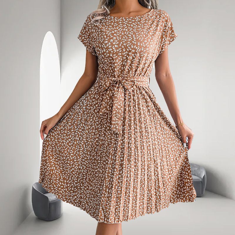 🎁Oferta de verano 2025🎁 Vestido plisado floral de manga corta para mujer👗 (6 colores con bolsillos)-ES