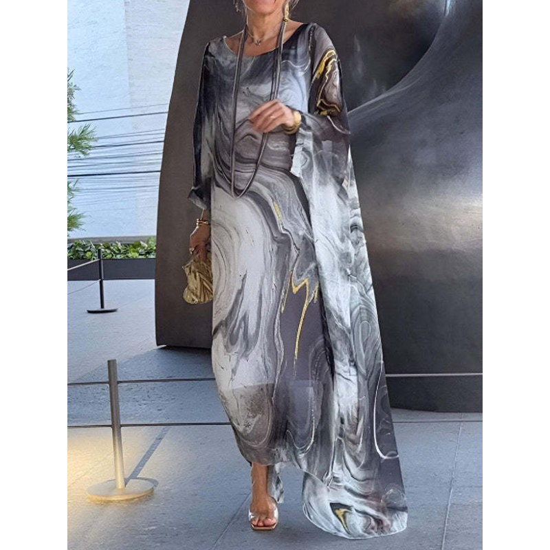 š„Oferta especialš„Elegante vestido de gasa con estampado de mĆ”rmol-ES