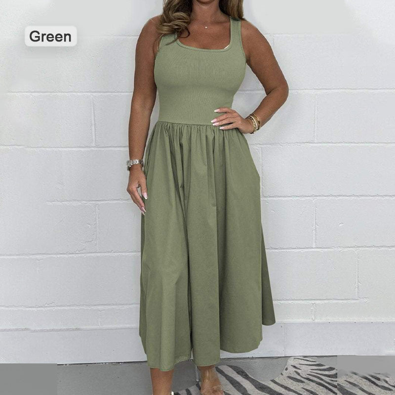 2025🌷Sieviešu ikdienas vienkrāsaina kleita bez piedurknēm-LV