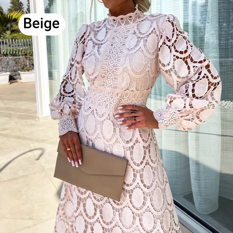 🛍️ Elegantna ženska haljina od čipke s dugim rukavima-HR