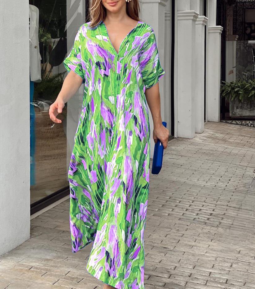 【M-XL】🌈Vestido formal con estampado pintado-ES