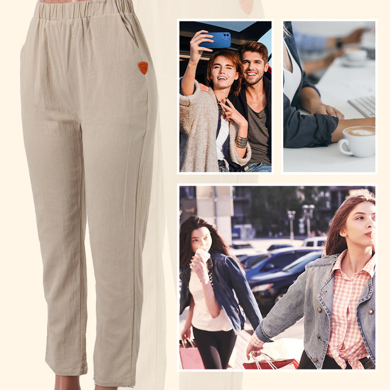 Kvėpuojančios lininės laisvalaikio kelnės-LT