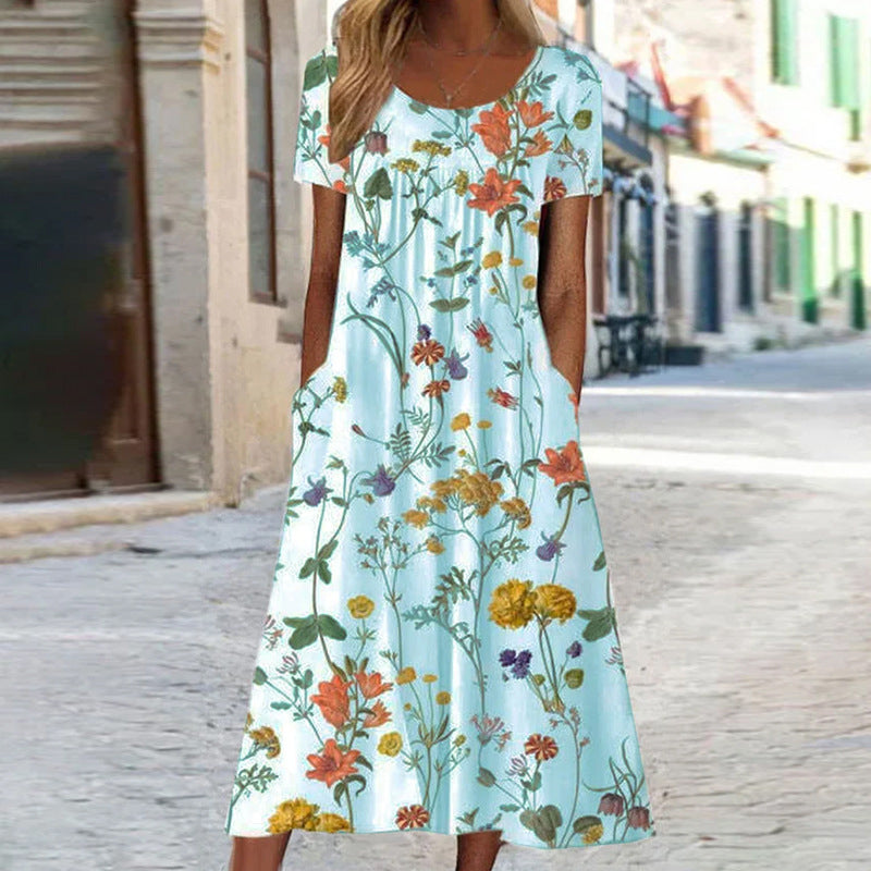 Vestido largo de mujer con estampado floral-ES