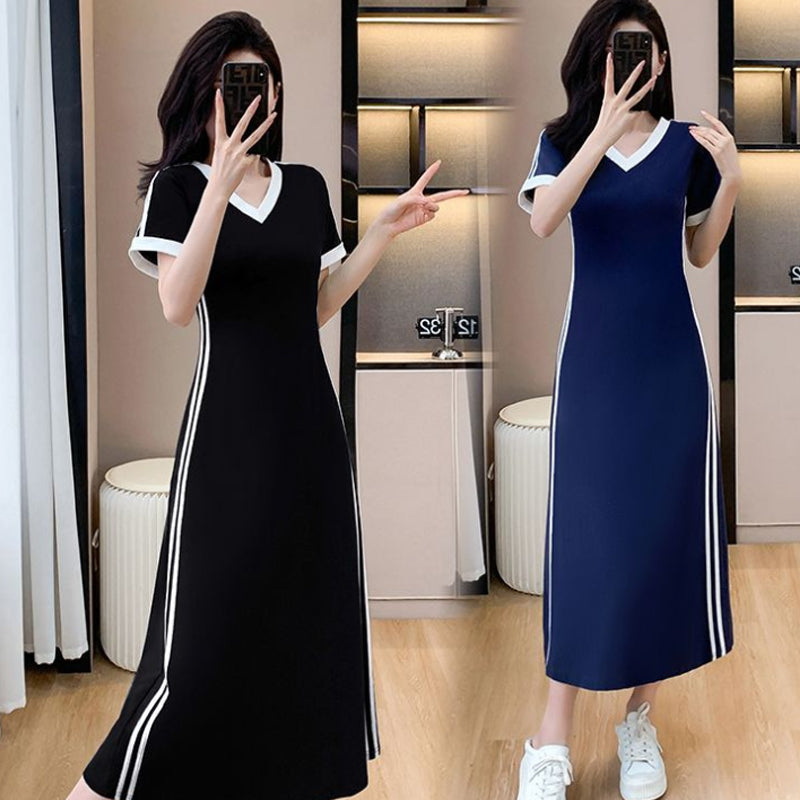 【M-4XL】👗Ženska ležerna i jednostavna haljina s V-izrezom-HR