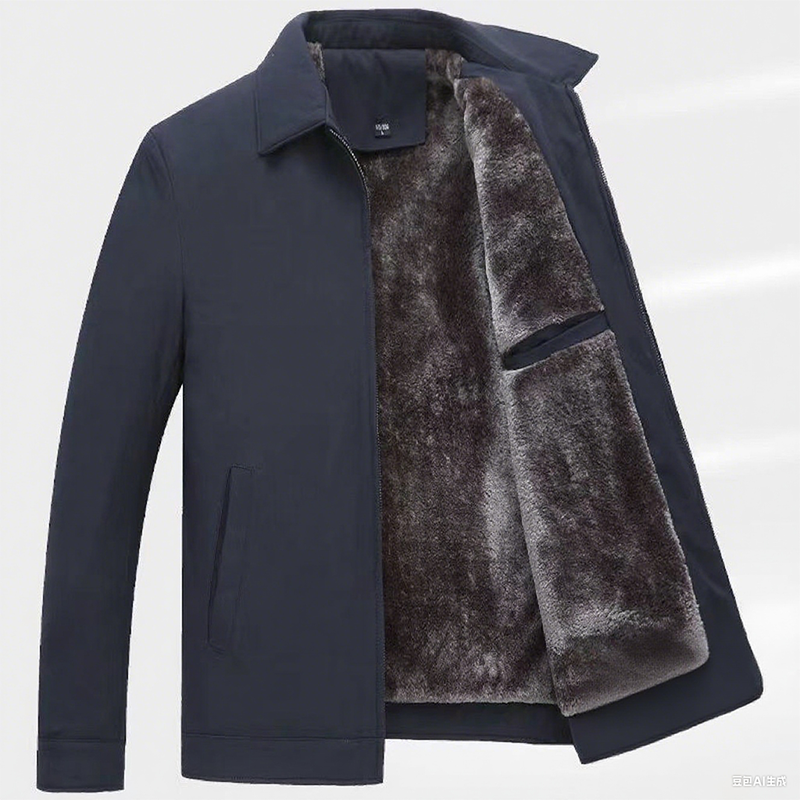 Chaqueta cálida con cremallera de color sólido para hombre: ¡sin arrugas, a prueba de viento, lluvia y nieve!--ES