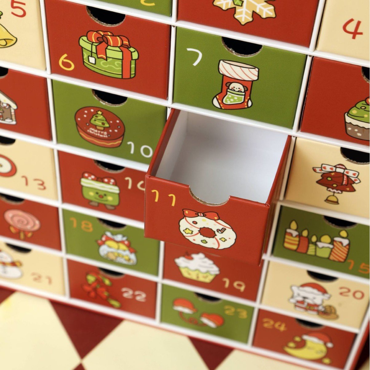 Calendario de Adviento de mármol rosa 2025, caja de cuenta regresiva de 24 días para Navidad-ES