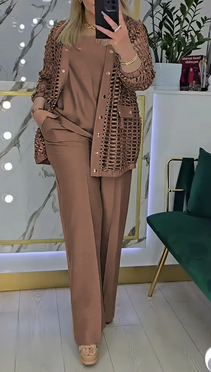 Moteriškas trijų dalių tuščiaviduris kostiumas-LT