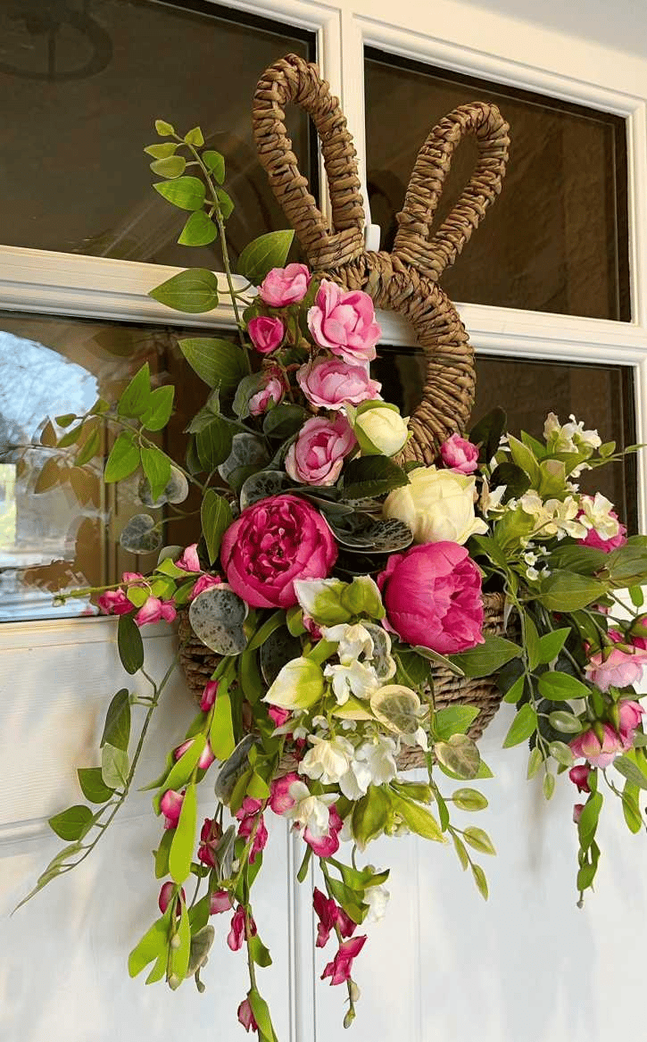 🔥 Ανοιξιάτικο ντεκόρ με κρεμαστή τσέπη τοίχου με καλάθι λαγουδάκι-GR