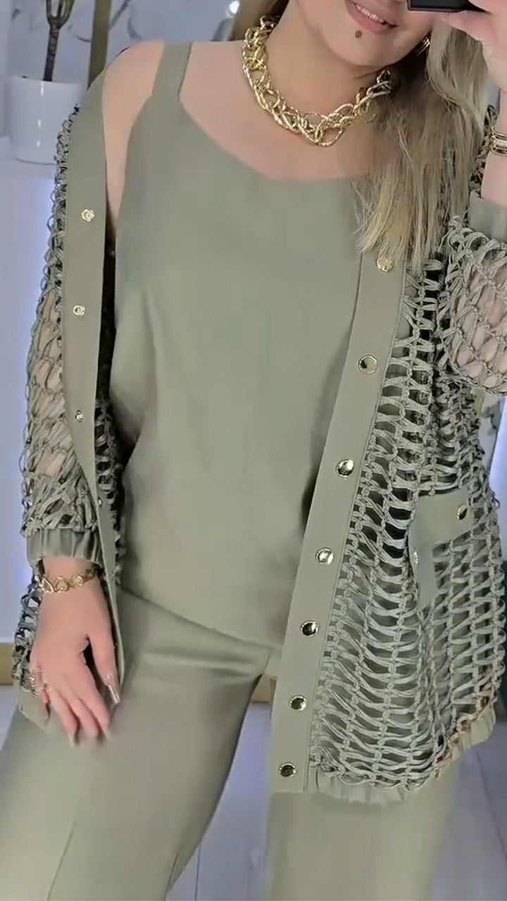 Moteriškas trijų dalių tuščiaviduris kostiumas-LT