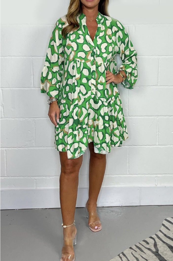 Nuevos vestidos estampados irregulares de talla grande de primavera y verano.-ES