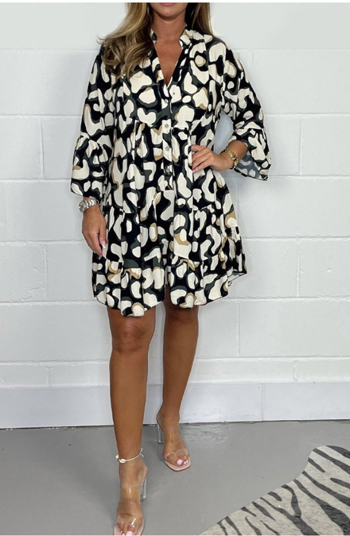 Nuevos vestidos estampados irregulares de talla grande de primavera y verano.-ES