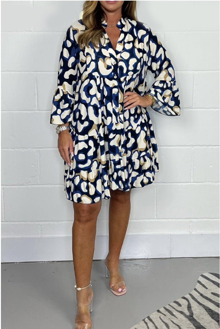 Nuevos vestidos estampados irregulares de talla grande de primavera y verano.-ES