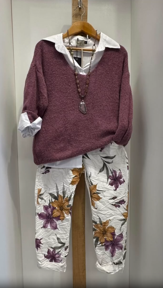 Γυναικείο casual κοστούμι, πουλόβερ και παντελόνι-GR