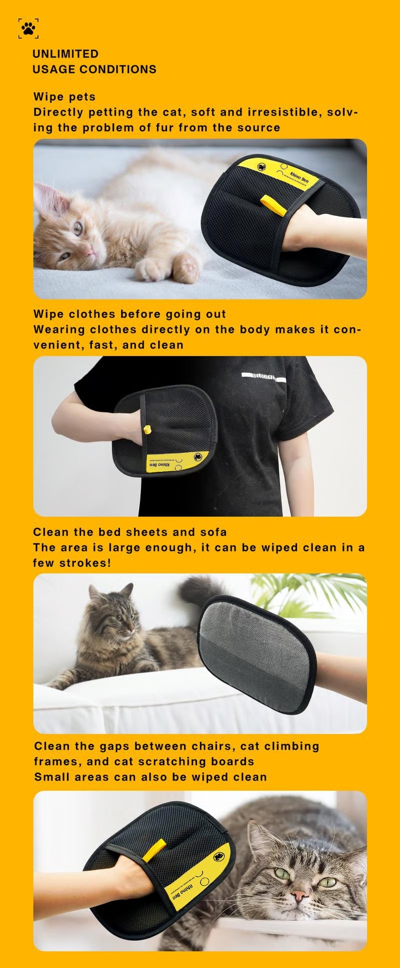 ✨⚡Daugkartinio naudojimo antistatinės pirštinės naminių gyvūnėlių plaukams šalinti-LT