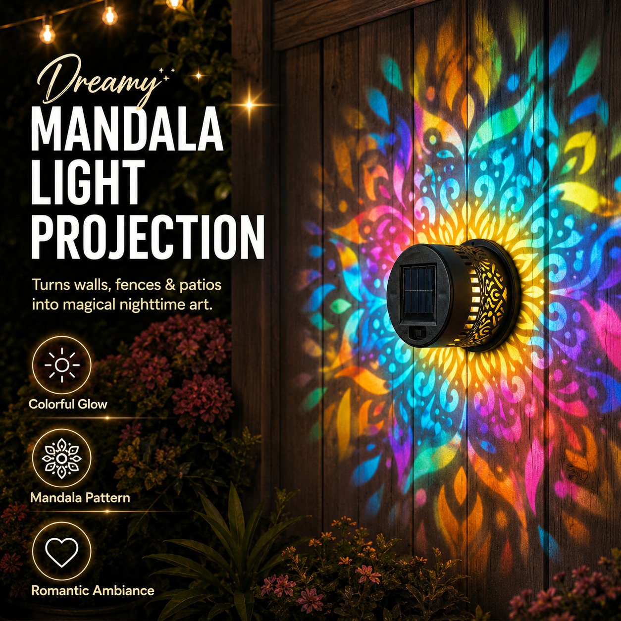 🔥 Ograničeni 50% POPUSTA — Solarna mandala projektorska svjetiljka za čarobni vanjski ambijent-HR