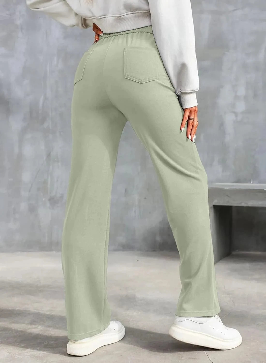 Elastinės laisvalaikio kelnės aukštu juosmeniu-LT