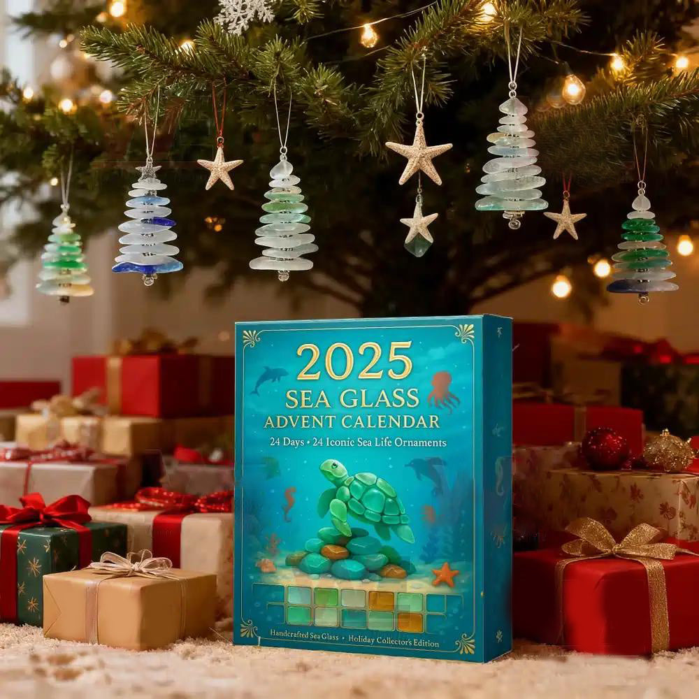 🎁🐟Calendario de Adviento de vidrio marino con temática de vida marina para 2025🎁-ES