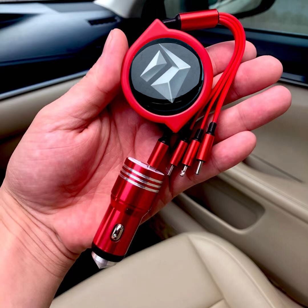 3 viename ištraukiamas automobilio duomenų kabelis + nemokamas automobilinis įkroviklis-LT