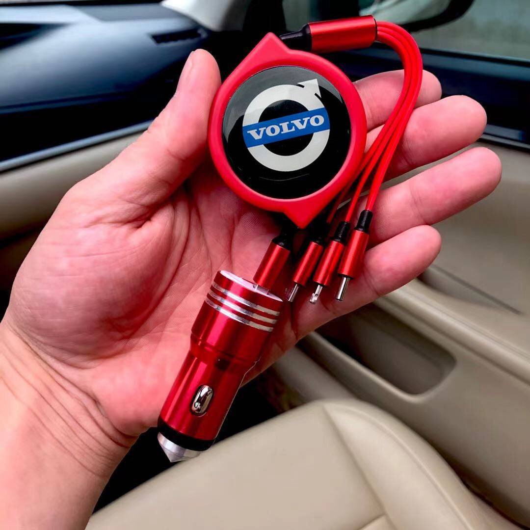 3 viename ištraukiamas automobilio duomenų kabelis + nemokamas automobilinis įkroviklis-LT