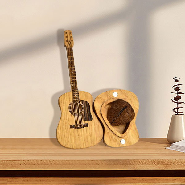 🔥 ΚΑΥΤΗ ΕΚΠΤΩΣΗ 50% 💖 Ξύλινη θήκη για πένες ακουστικής κιθάρας 🎁🎸-GR