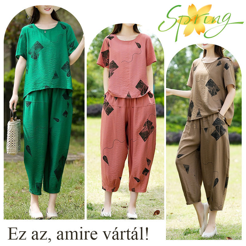 💞 Conjunto de pantalón corto de pierna ancha y top de manga corta con estampado para mujer-ES