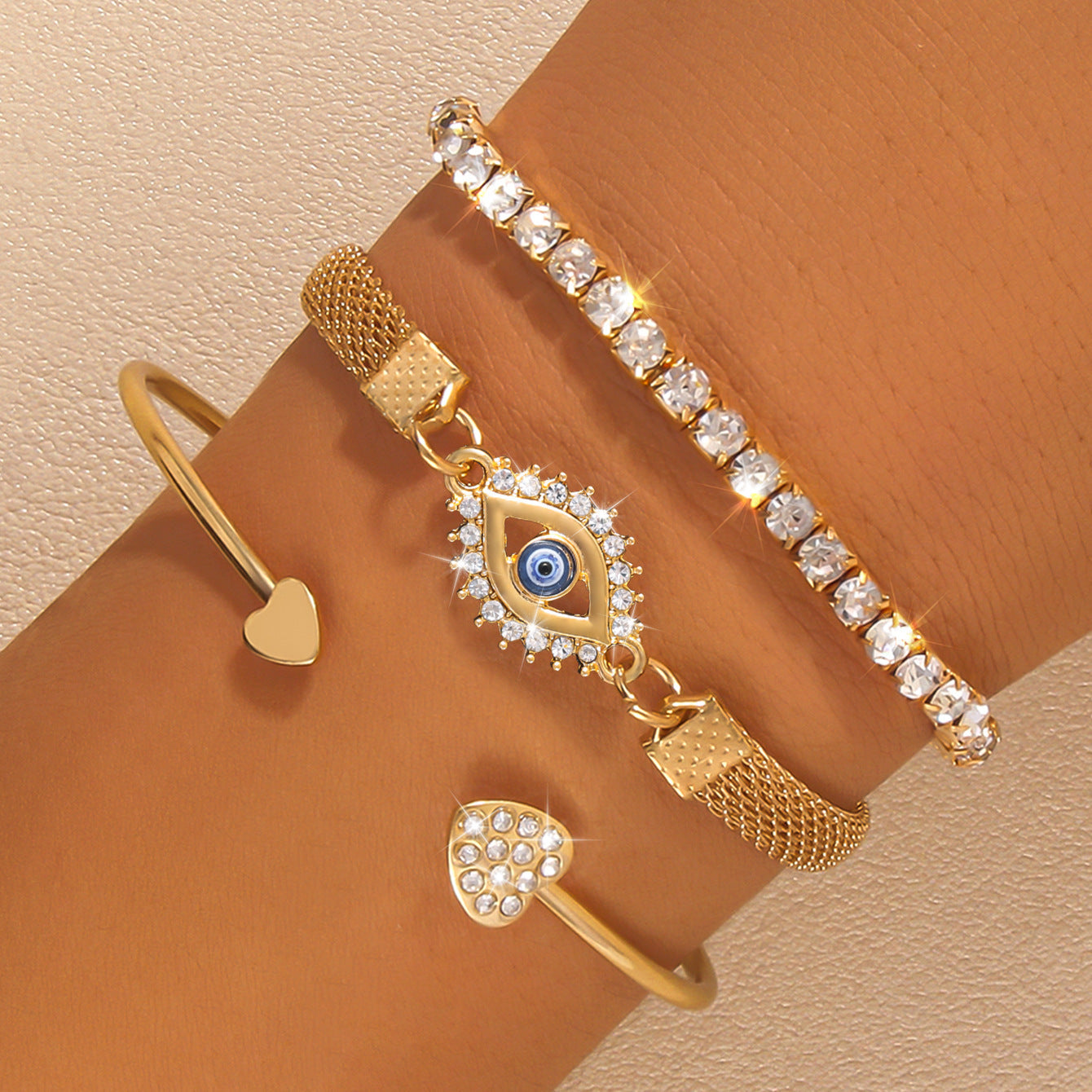 Trijų dalių bohemiško stiliaus apyrankių rinkinys-LT