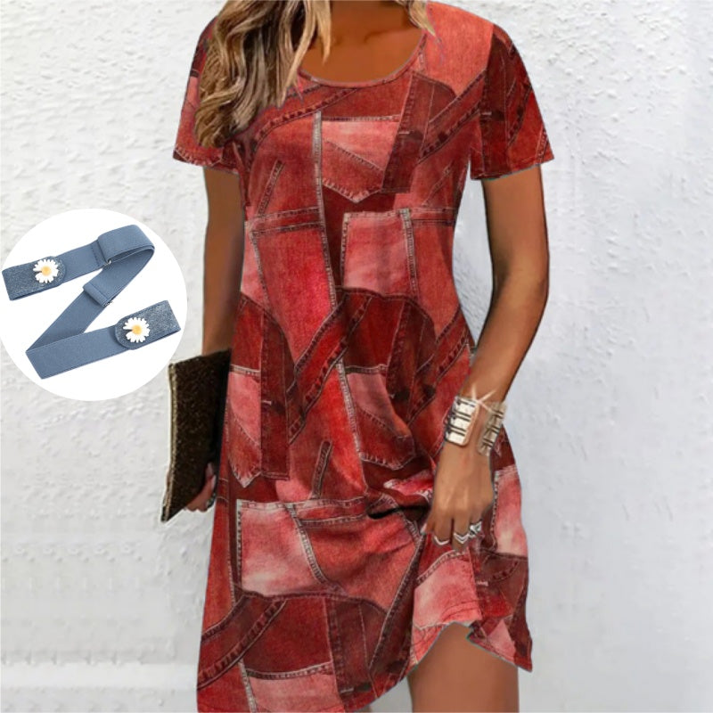 👗Damska casualowa sukienka z patchworkowym wzorem-LV