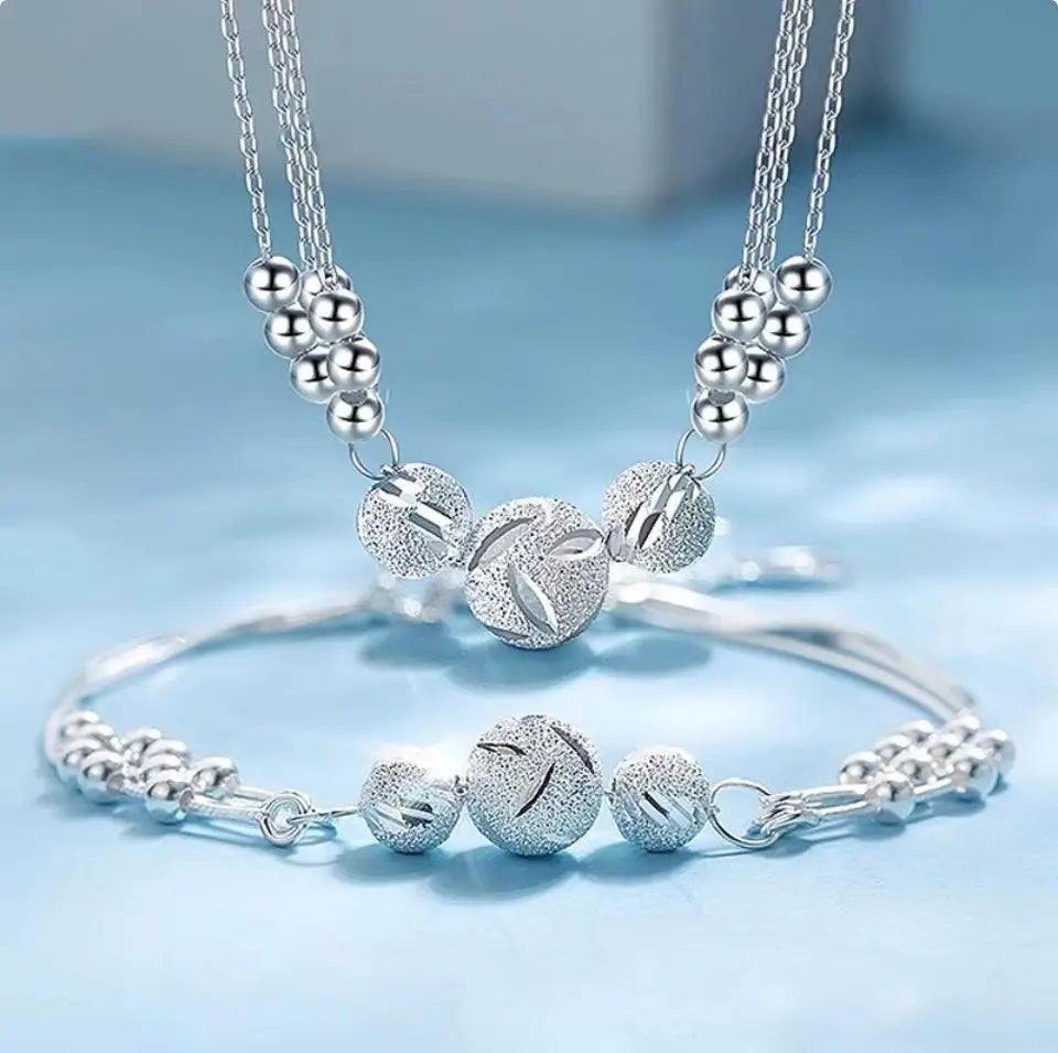 🎁🔥[Ogrlica + narukvica]✨Komplet nakita s graviranom srebrnom ogrlicom-HR