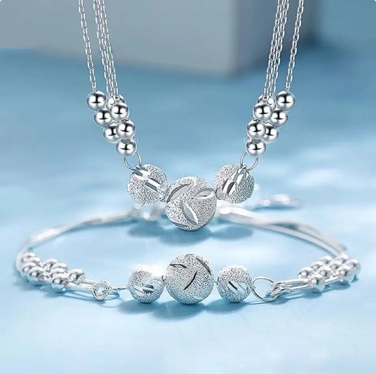 🎁🔥[Ogrlica + zapestnica]✨Komplet nakita z gravirano srebrno ogrlico-SI