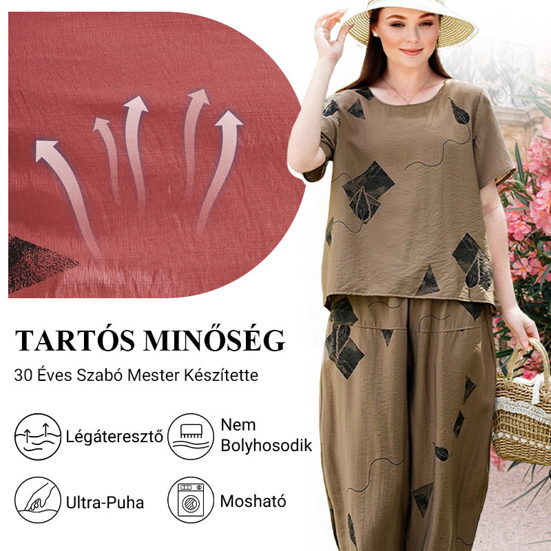 💞 Conjunto de pantalón corto de pierna ancha y top de manga corta con estampado para mujer-ES