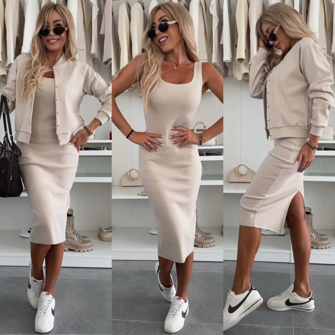 Moteriškas 2 viename laisvalaikio medvilninis kostiumas-LT