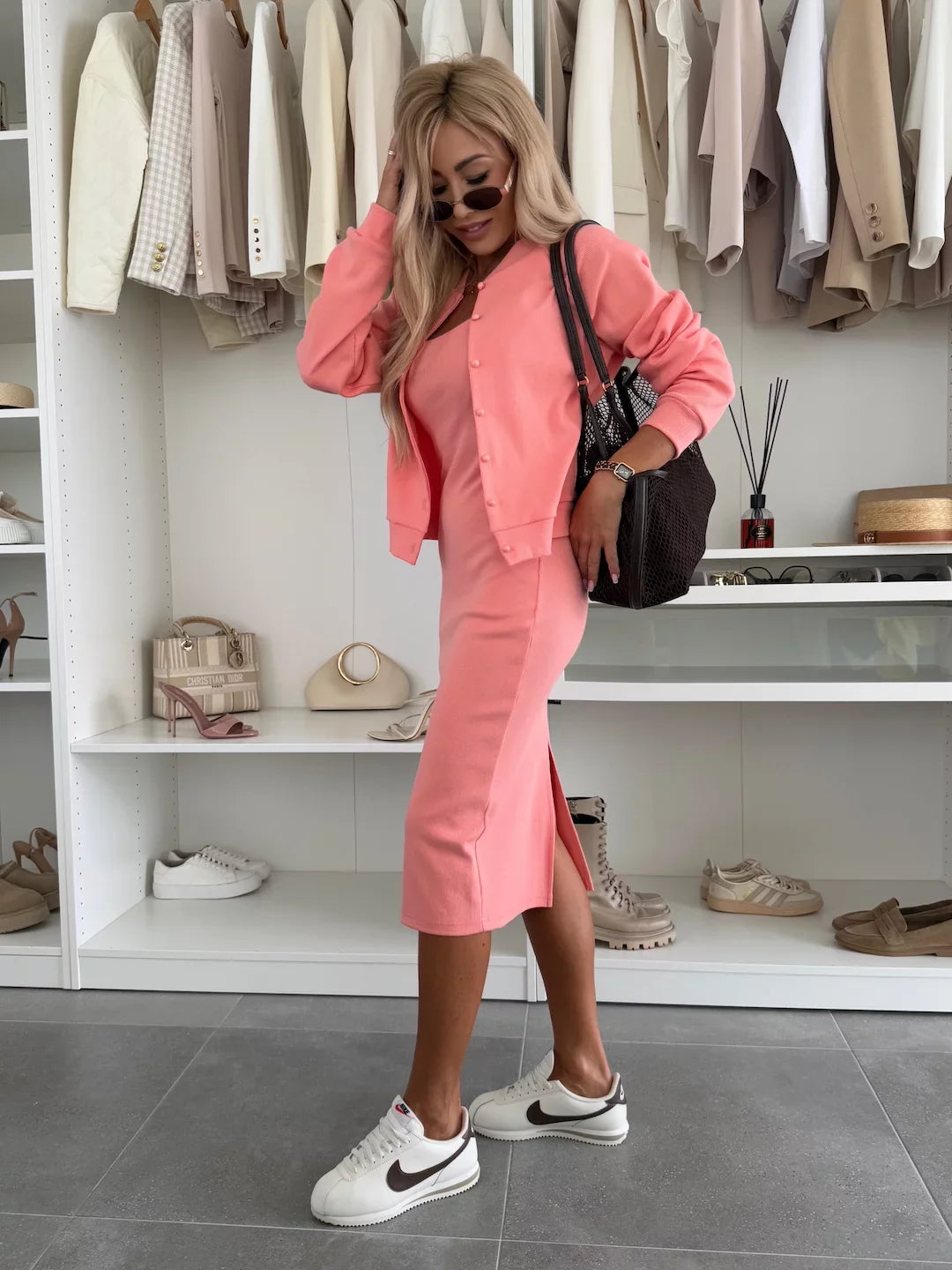 Moteriškas 2 viename laisvalaikio medvilninis kostiumas-LT