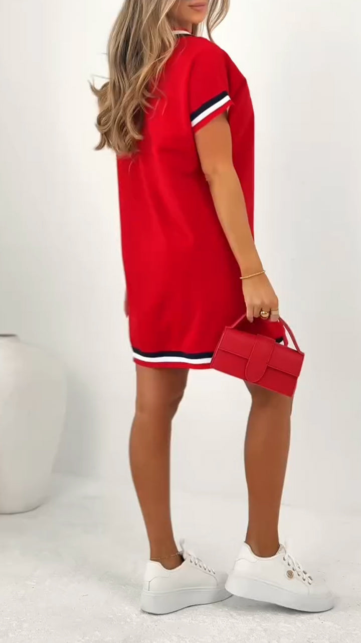 Ženska ležerna obleka s kontrastnim robom.-SI