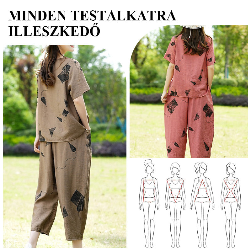 💞 Conjunto de pantalón corto de pierna ancha y top de manga corta con estampado para mujer-ES