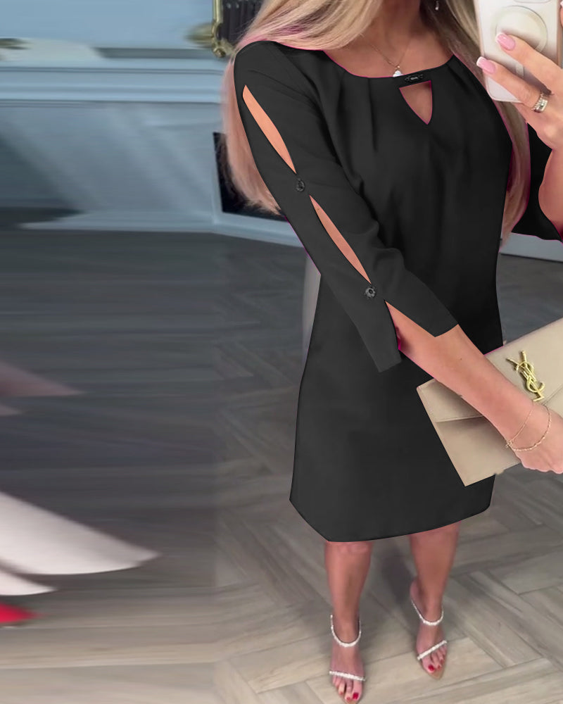 Eleganta, vienkrāsaina, vienkārša V veida kleita-LV