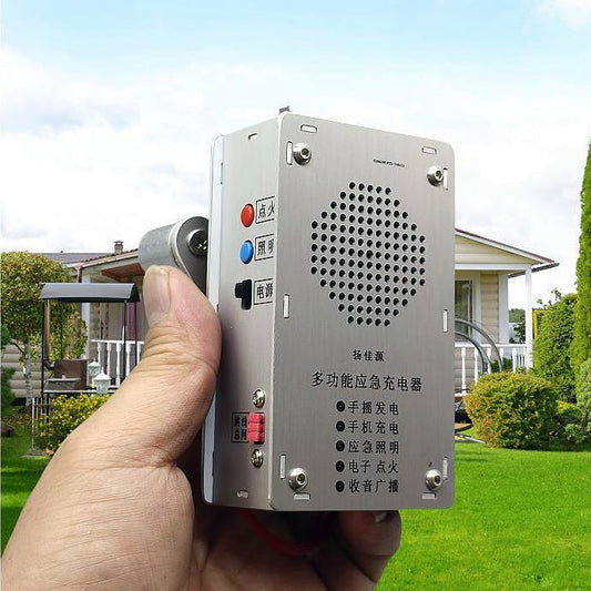 Estación de energía de emergencia con manivela: linterna, encendedor y banco de energía (1000 mAh)-ES