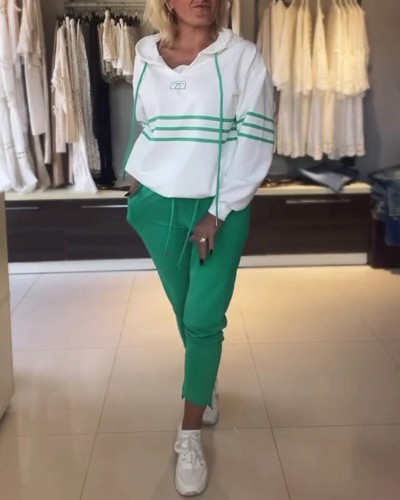 Conjunto de sudadera con estampado de rayas-ES