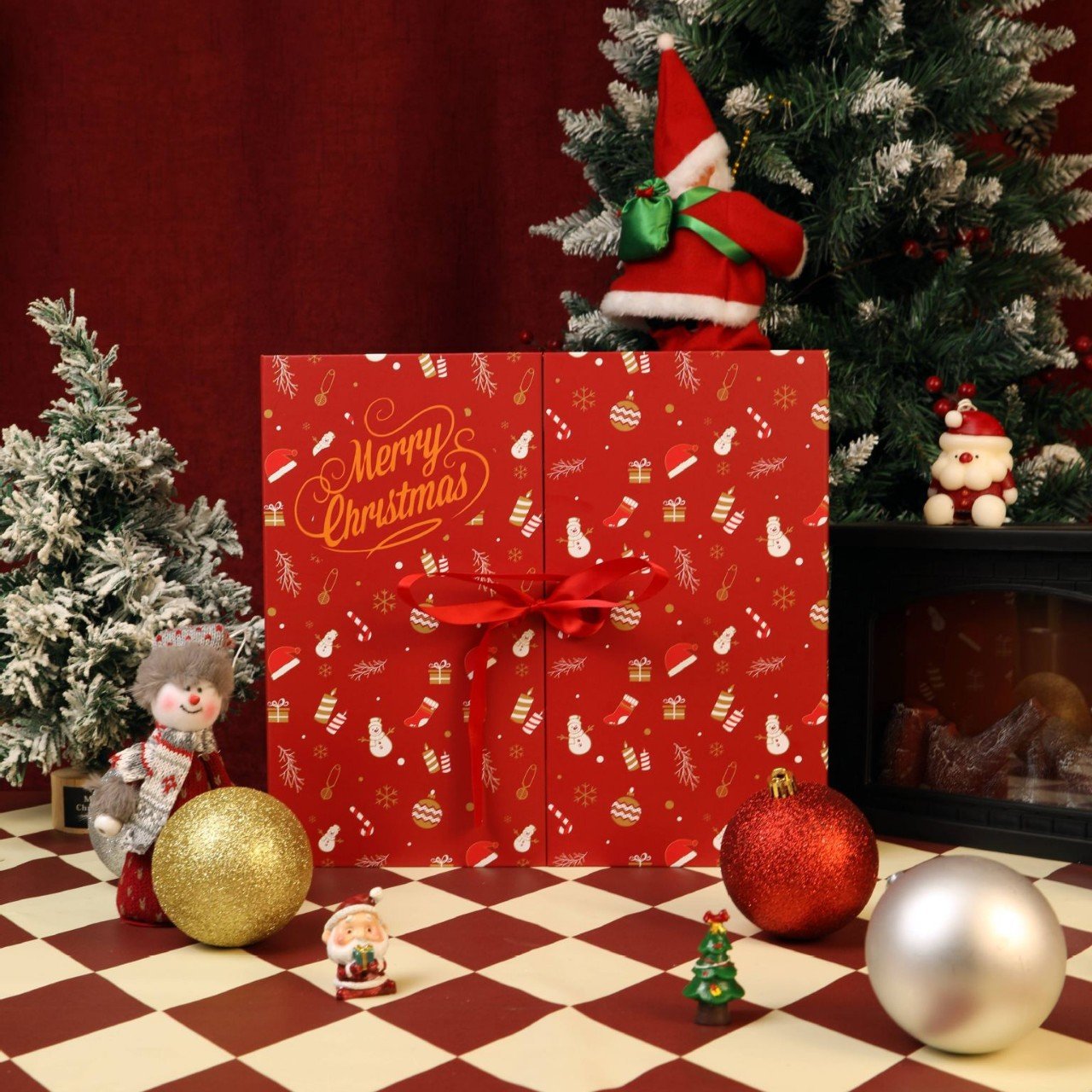 Calendario de Adviento de mármol rosa 2025, caja de cuenta regresiva de 24 días para Navidad-ES