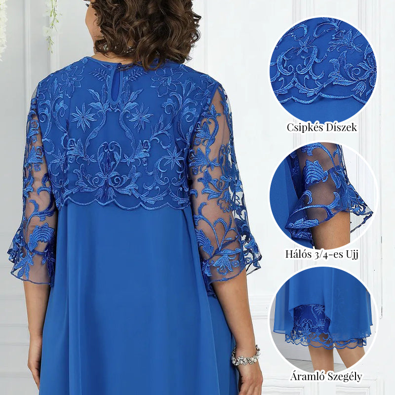 Dámske voľné čipkované midi šaty-SK