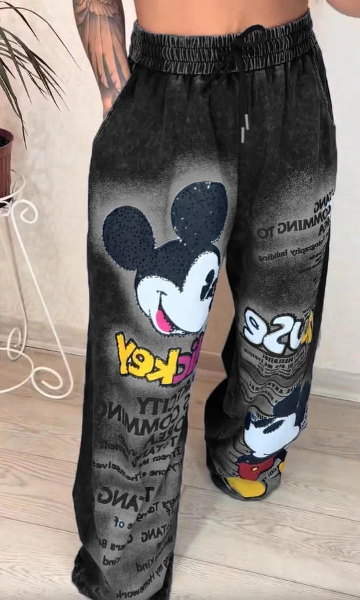 Madingi plačių džinsų kirpimai karštos plytos spalvos-LT