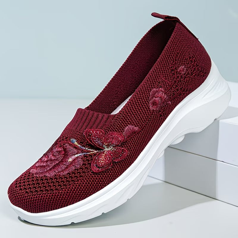 Ženski mokasini z vezenjem metuljev-SI