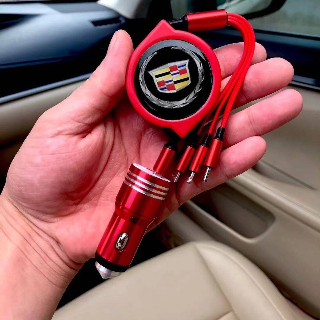 3 viename ištraukiamas automobilio duomenų kabelis + nemokamas automobilinis įkroviklis-LT